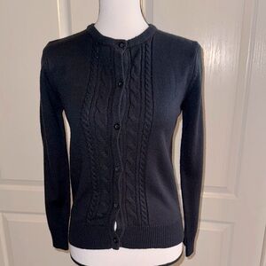 CHAPS -  Blue Cardigan Sweater with Ribbed Knit Texture - Size Small